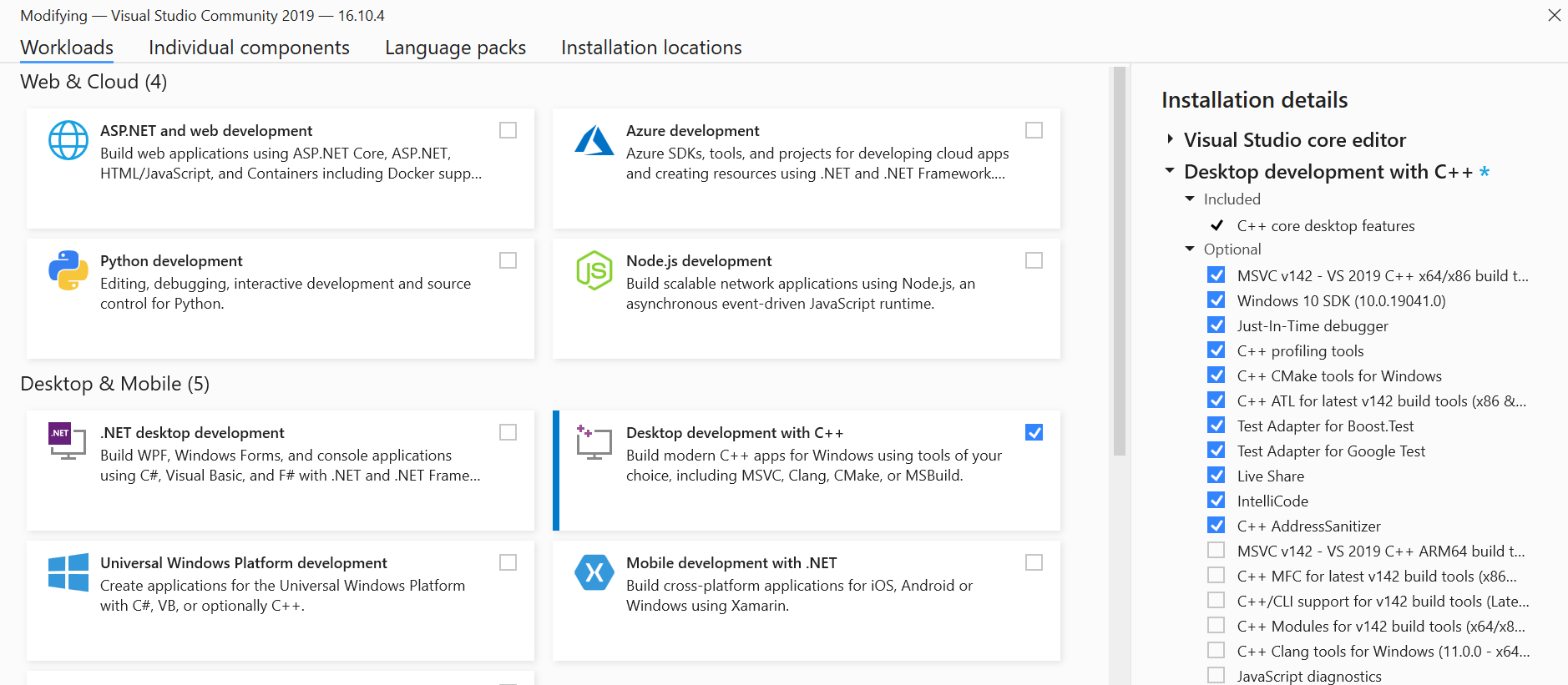 visual studio install